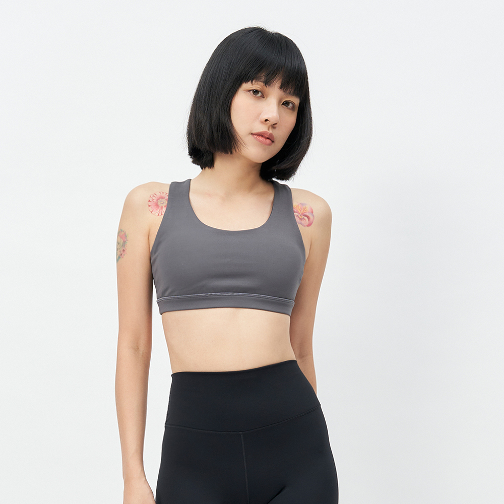 TBA All Day Crop Bra 女 大象灰 運動 訓練 瑜珈 可拆式 運動內衣 TBAW213BA01-GY