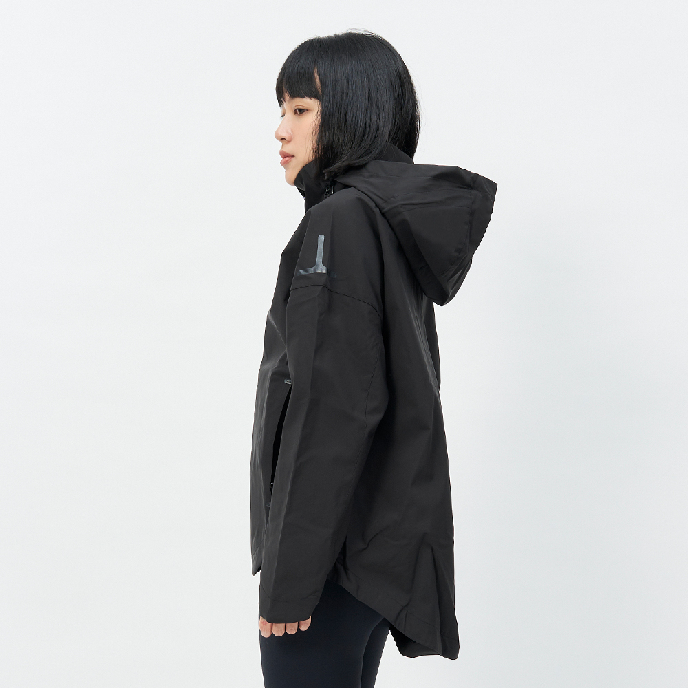 TBA Galaxy Rain Jacket 女 極致黑 立領連帽 防風 防潑 前短後長 機能 外套 TBAW214JK02-BK