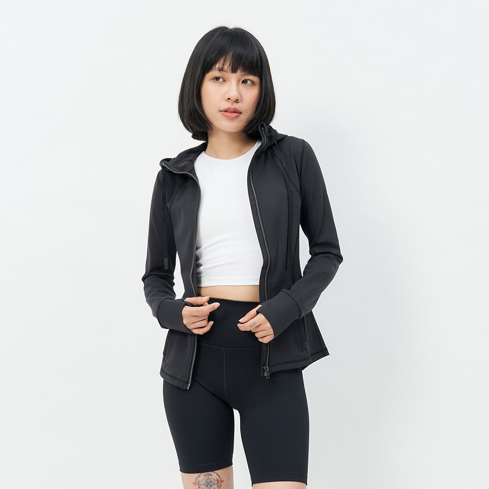 TBA All Day Jacket 女 極致黑 連帽 彈性 修身 厚磅 外套 TBAW214CT02-BK