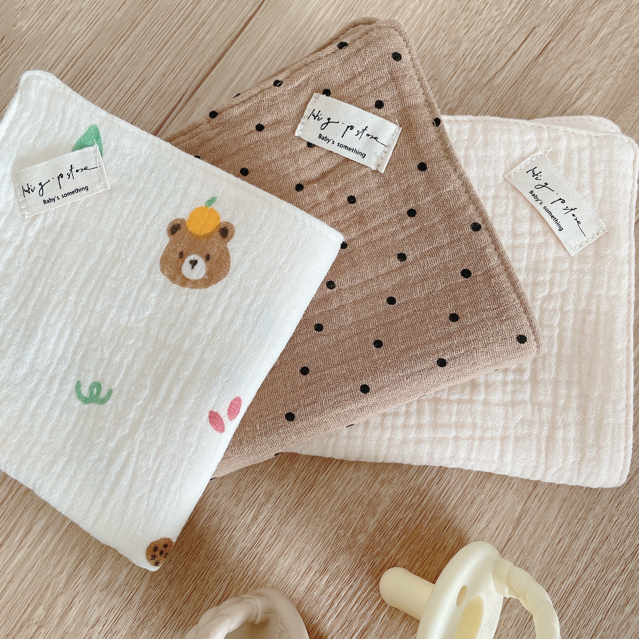 Hi Y.P store-手作六層紗紗布巾-可可小熊(3件組)