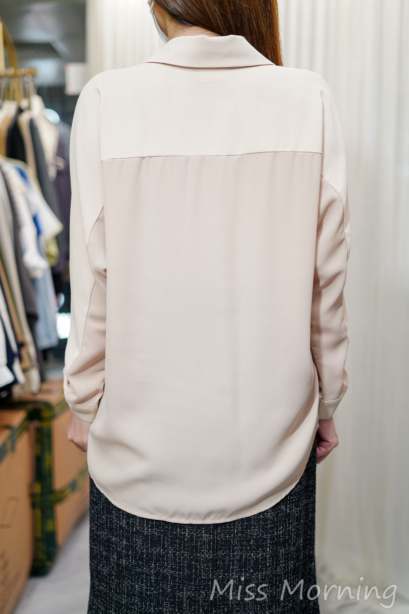 雪紡拼紗反領雪紡衫(14179)&中薄小香風魚尾裙(33823)