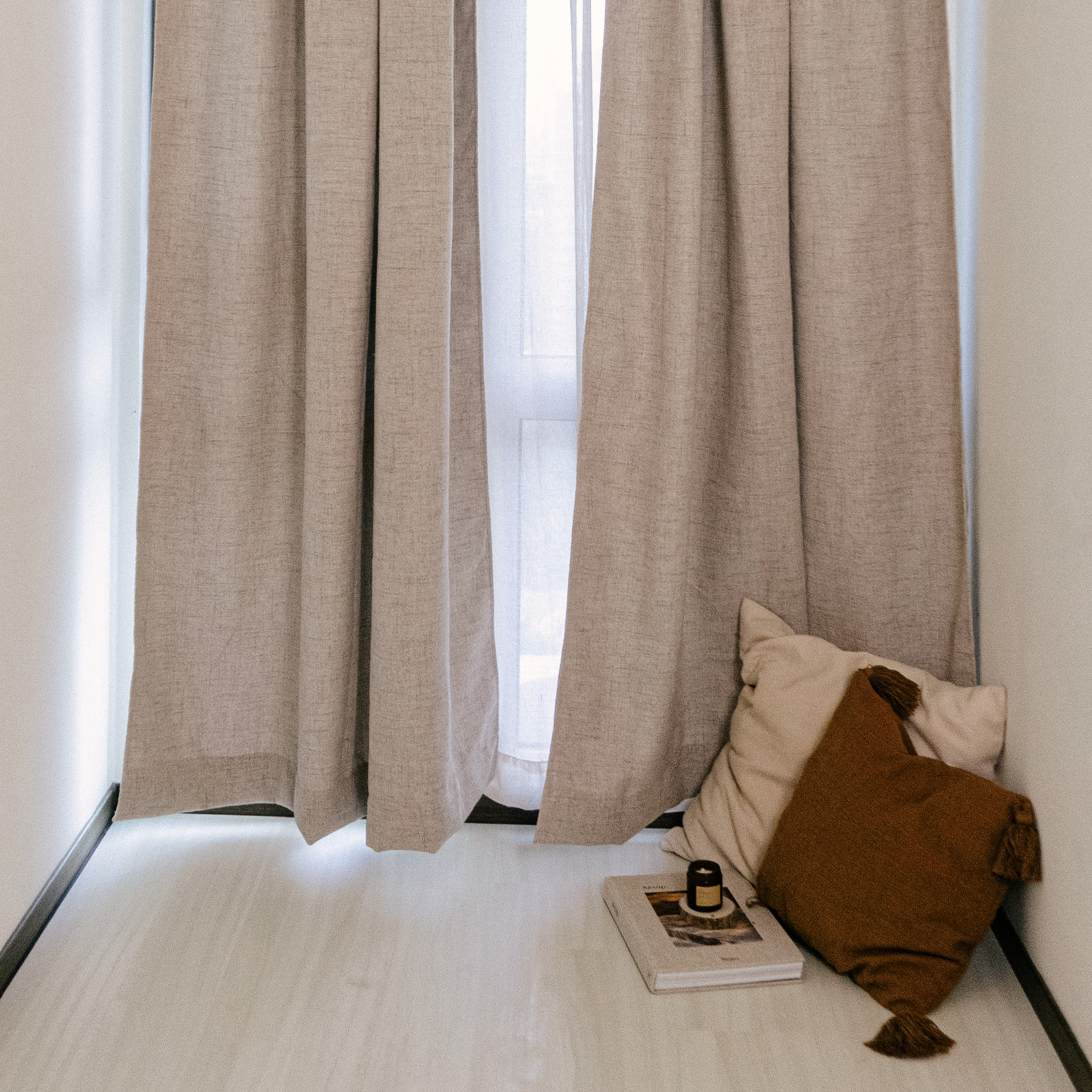 遮光亞麻布簾｜米杏