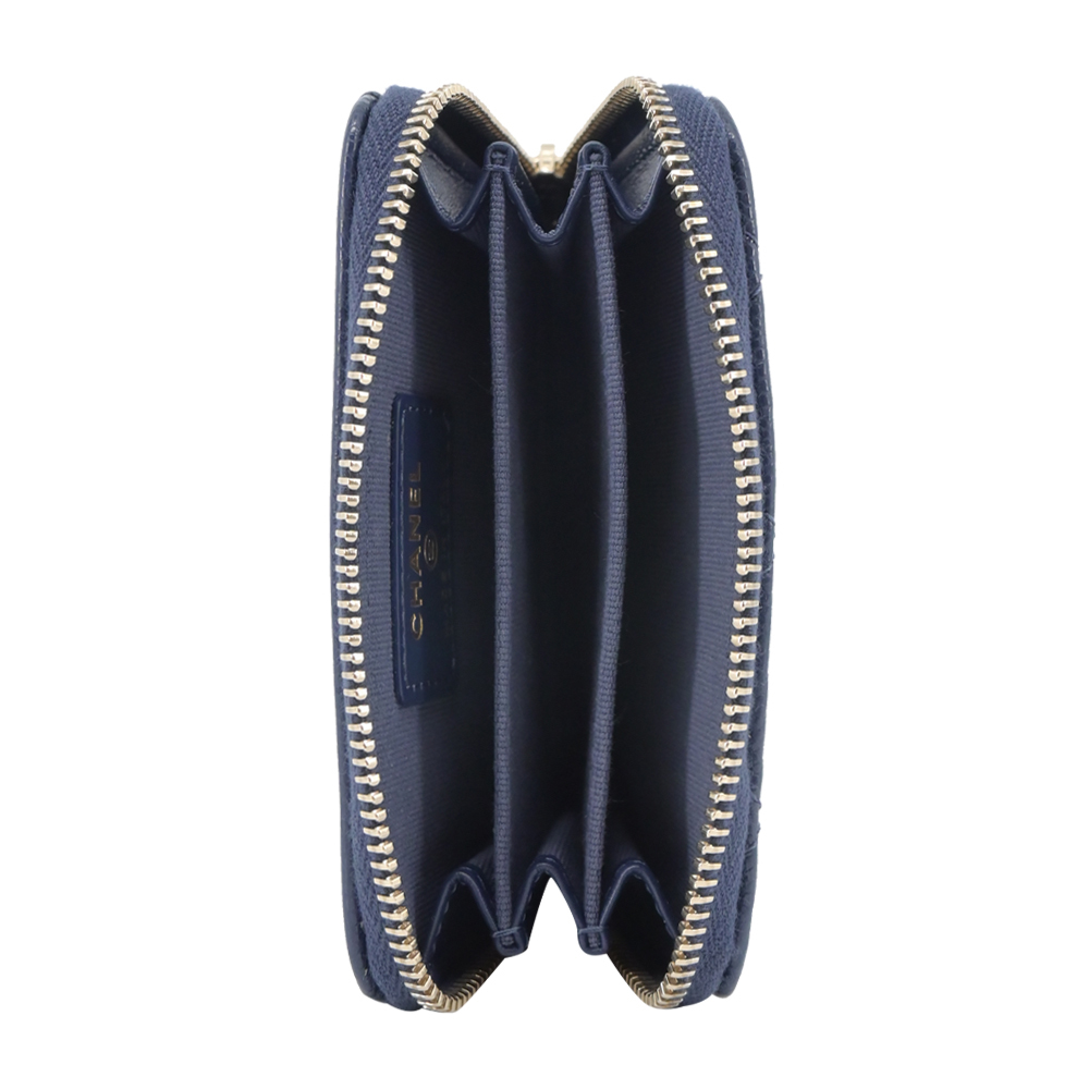 CHANEL 經典雙C LOGO菱格紋小牛皮拉鍊零錢包(海軍藍) CHANEL 經典雙C LOGO菱格紋小牛皮拉鍊零錢包(海軍藍)
