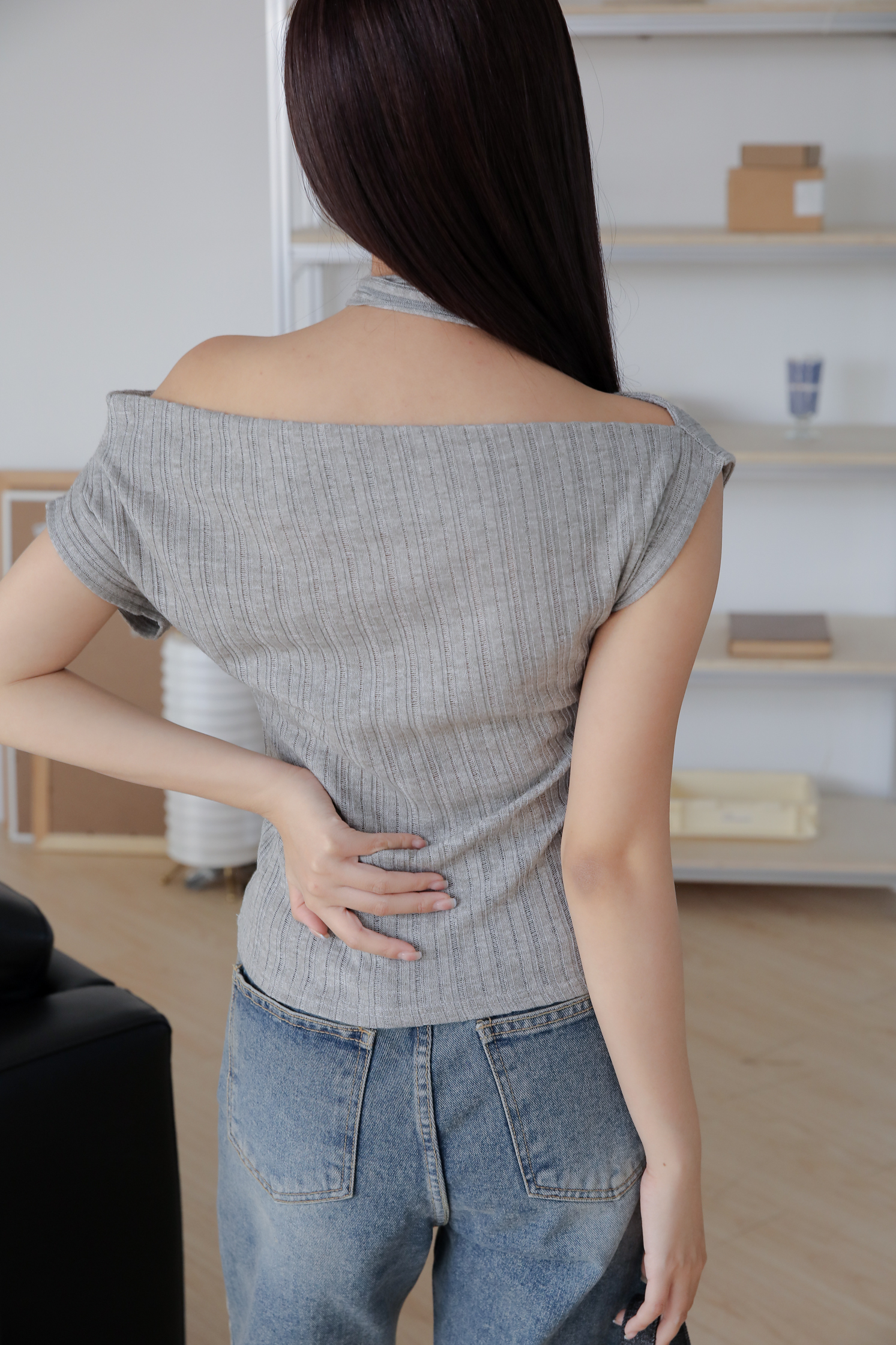 Scarf Off Shoulder Top #平口上衣