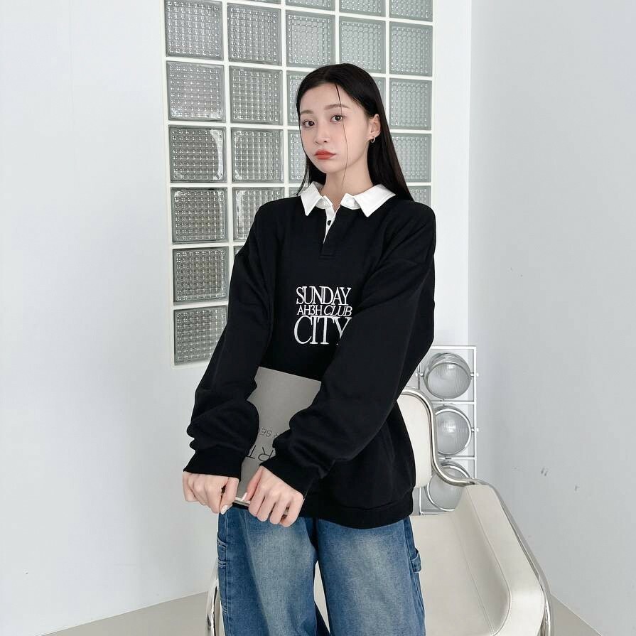 刺繡英字撞色領POLO衫 ( 2colors )