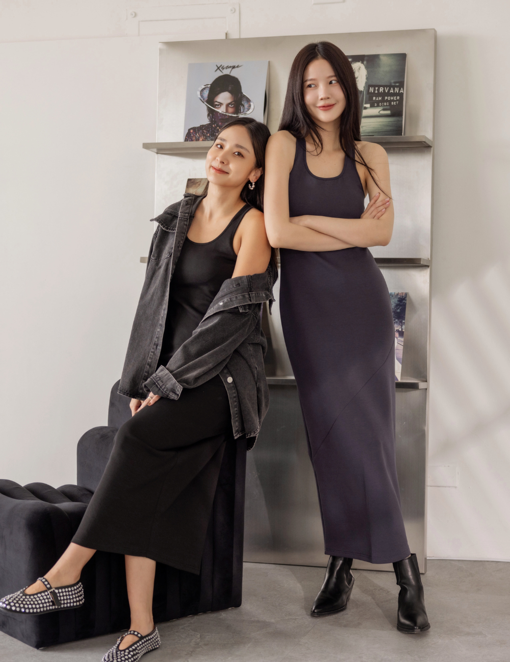 挖肩Bra Top棉質長版洋裝（深藍色/6尺寸）