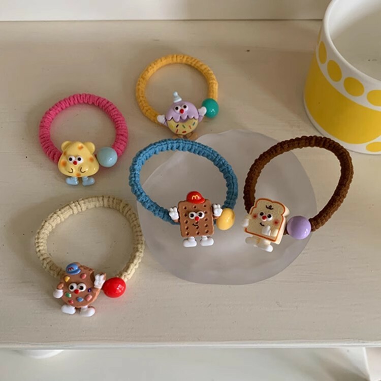 《4864》可愛曲奇餅乾趣味髮圈(兩入一組)