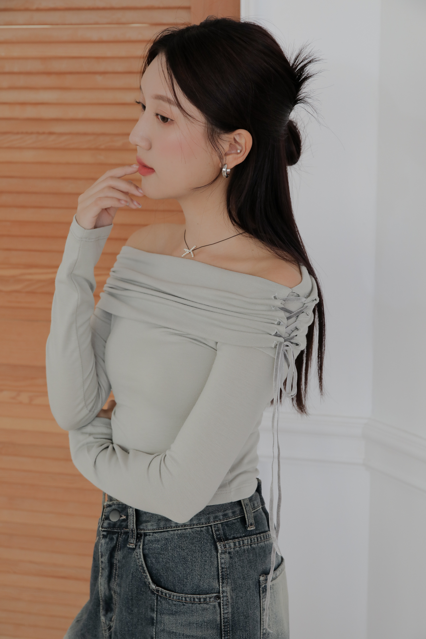 Velvet Shawl Top #平口上衣