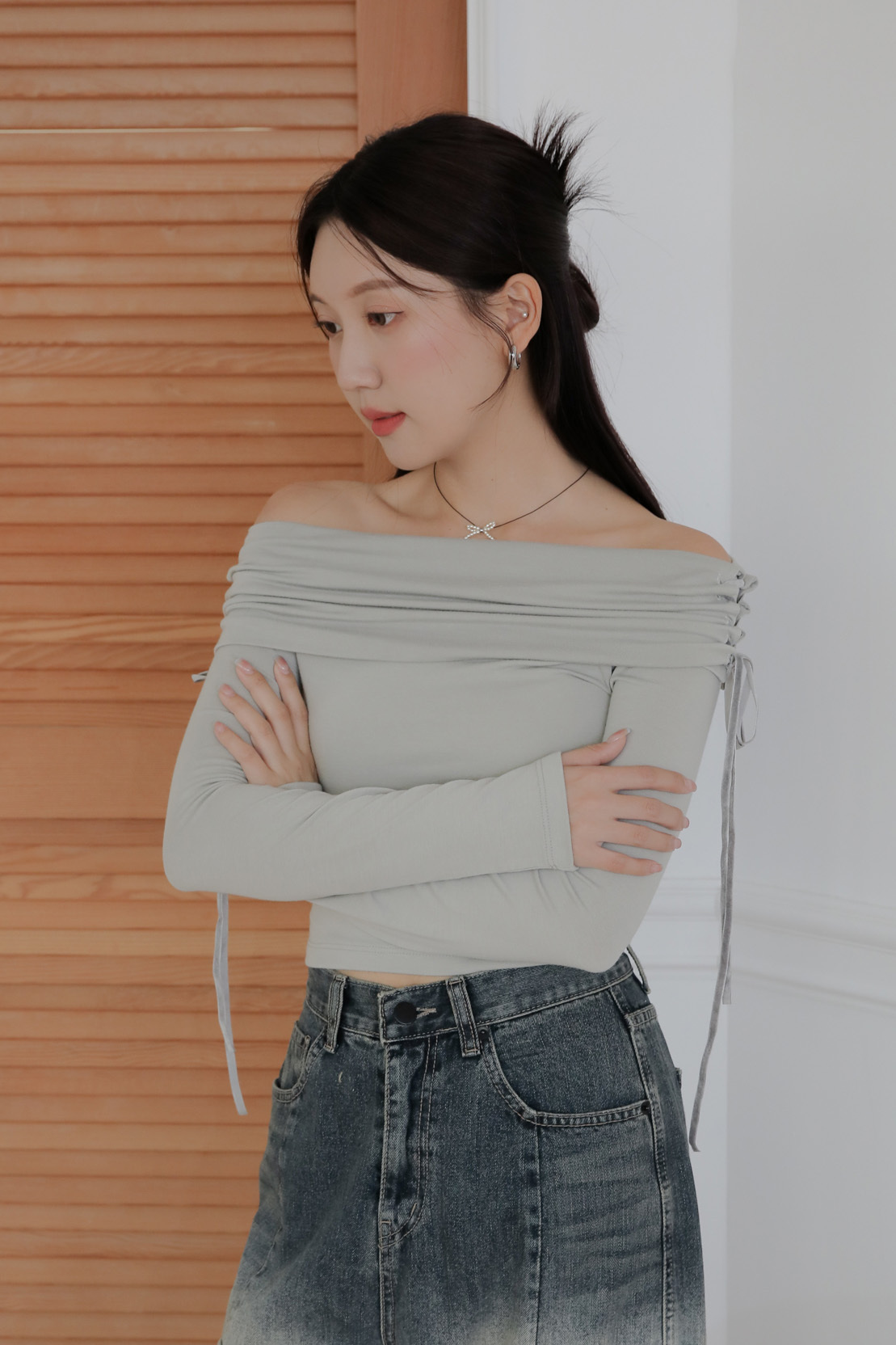 Velvet Shawl Top #平口上衣