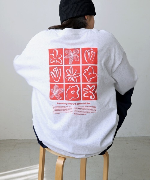 日本🇯🇵連線 and me x ANME 九宮格花朵薄長袖 插畫 Oversize 4色(任買兩件711免運)/預購