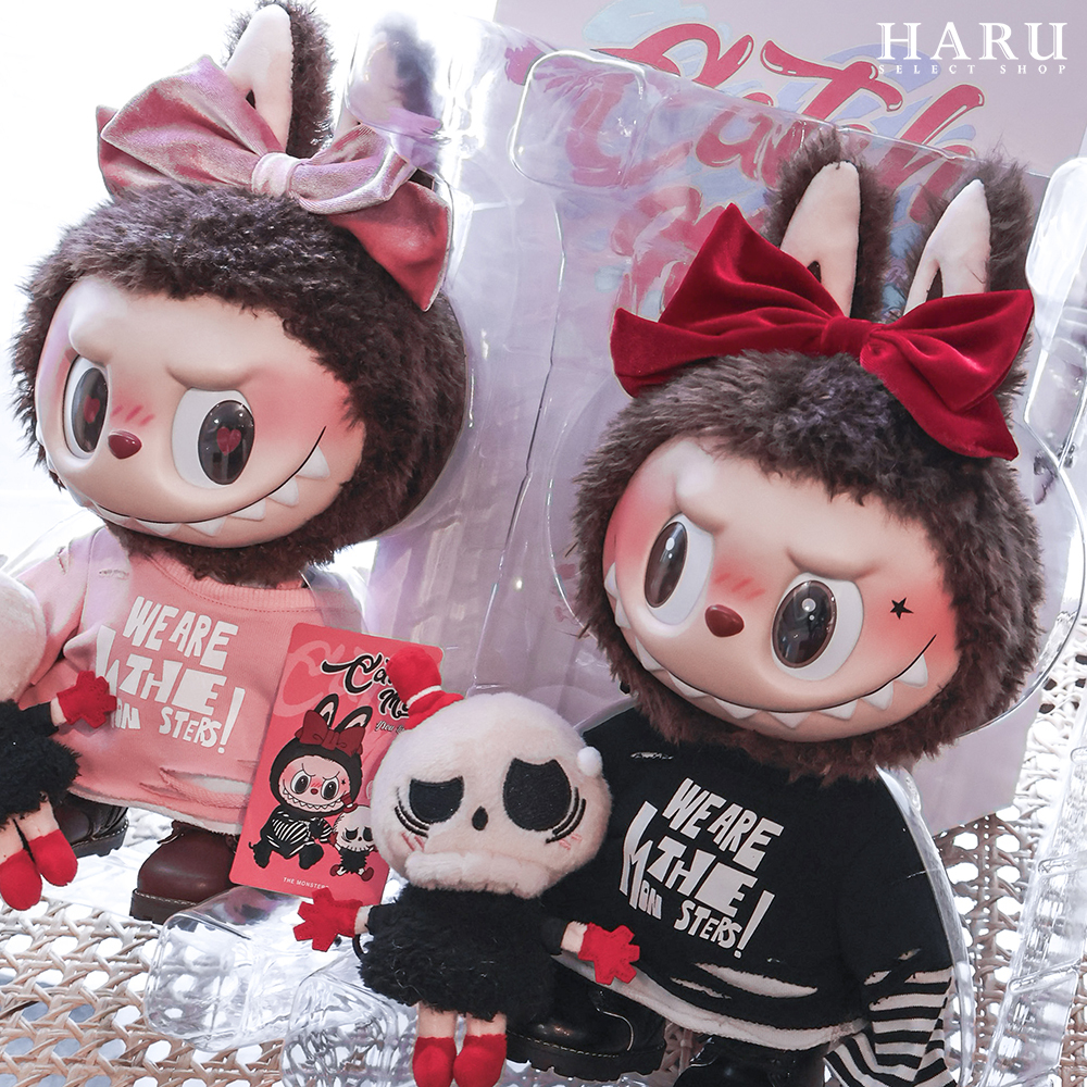 POPMART POP MART 泡泡瑪特 THE MONSTER LABUBU 拉布布 情人節限定 黑色 隱藏版 粉色 骷顱娃娃 搪膠臉 毛絨版 公仔