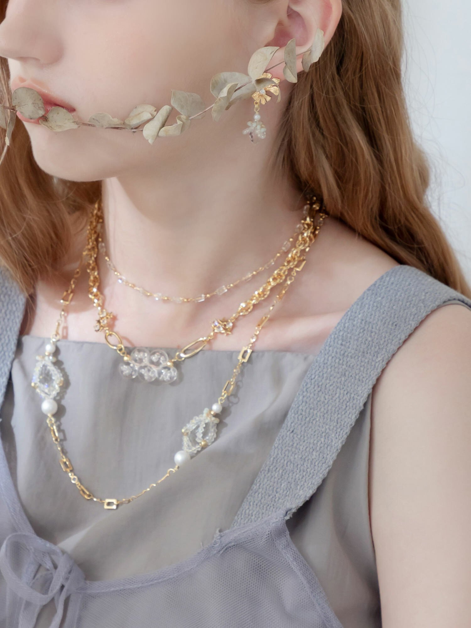 眼睛水汪汪。MUCHAT手作14KGP鋯石星星氣泡珠項鍊