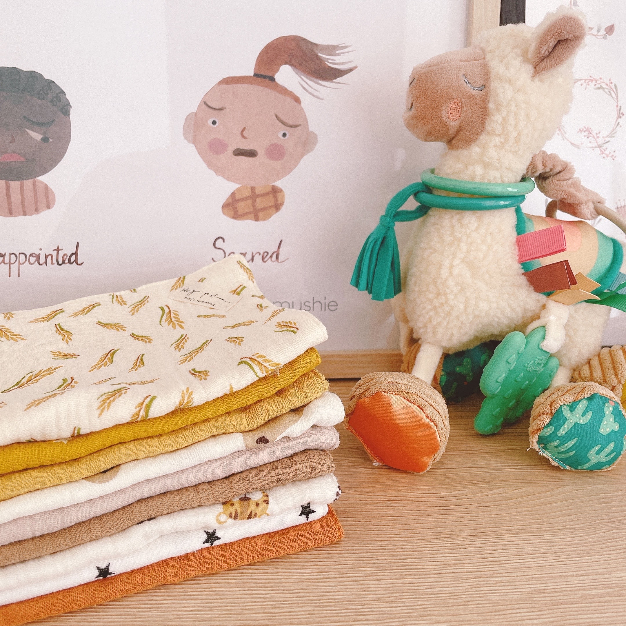 Hi Y.P store-手作六層紗紗布巾-卡其熊熊(3件組)