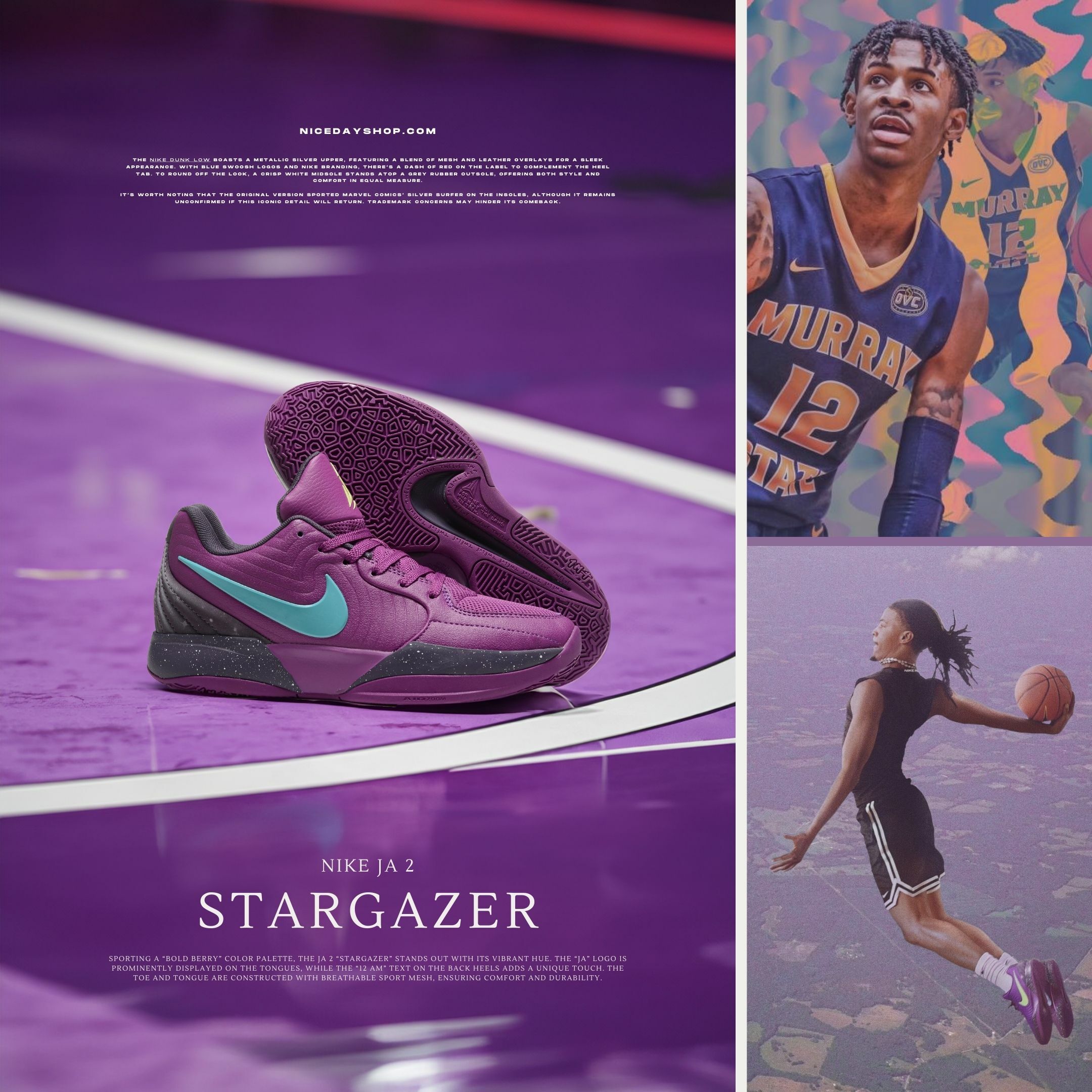 NICEDAY 現貨 Nike JA 2 EP MORANT 莫蘭特 觀星者 紫色 黃鉤 FD7327-500