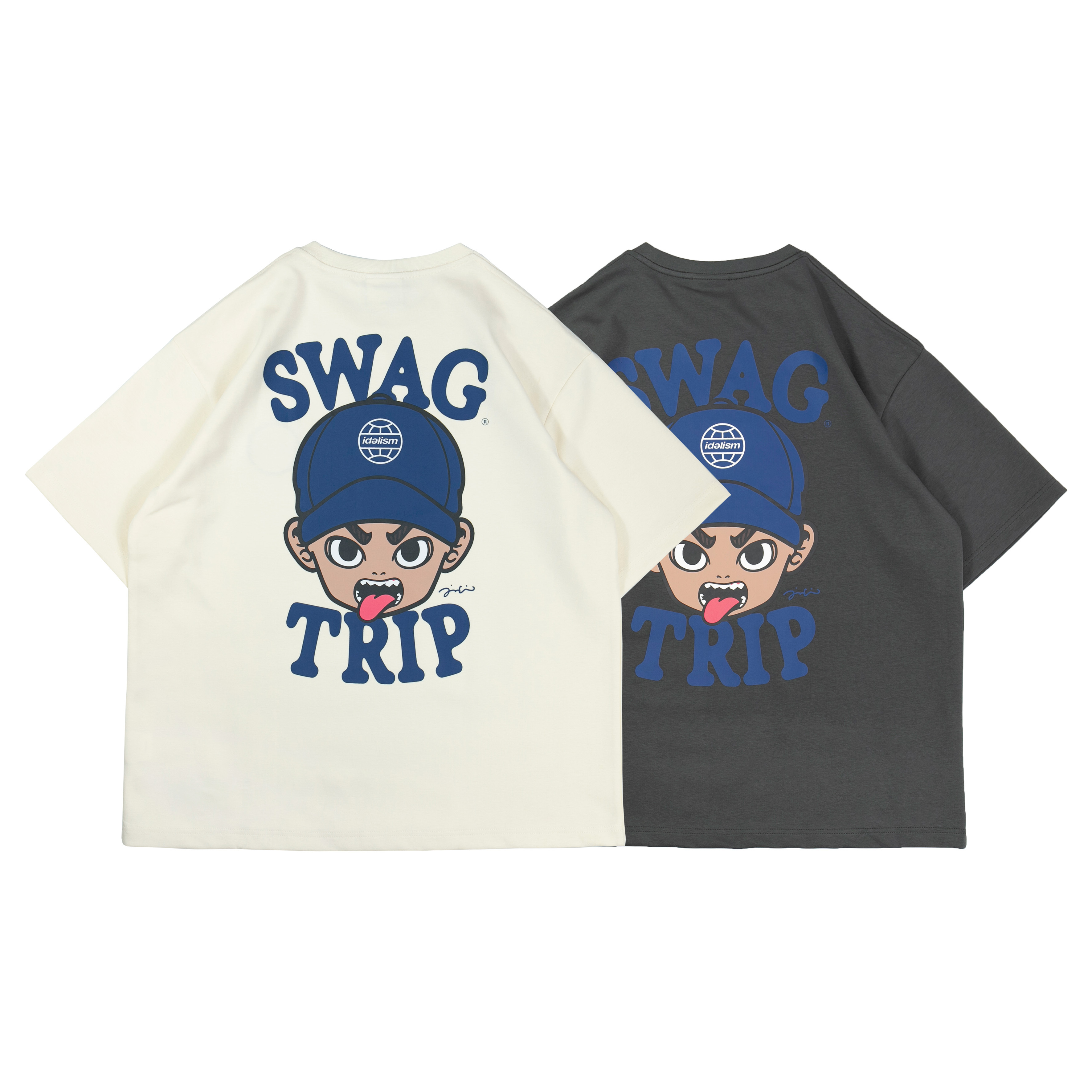 idealism X JinLio X Swag Macau " GRAPHIC TEE " 白色 黑灰色 魔鬼氈布章短T【ID24090】