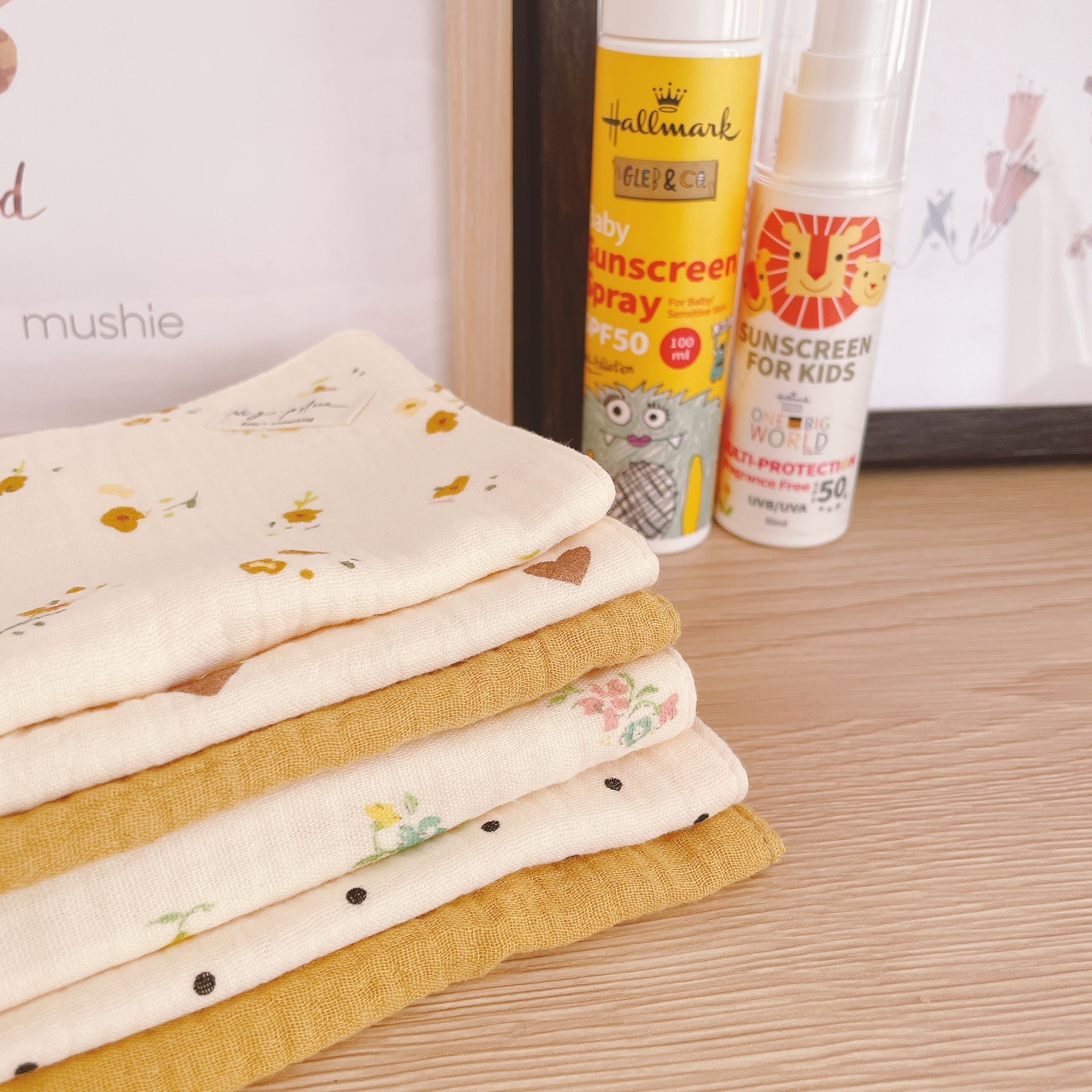 Hi Y.P store-手作六層紗紗布巾-澄黃茉莉(3件組)