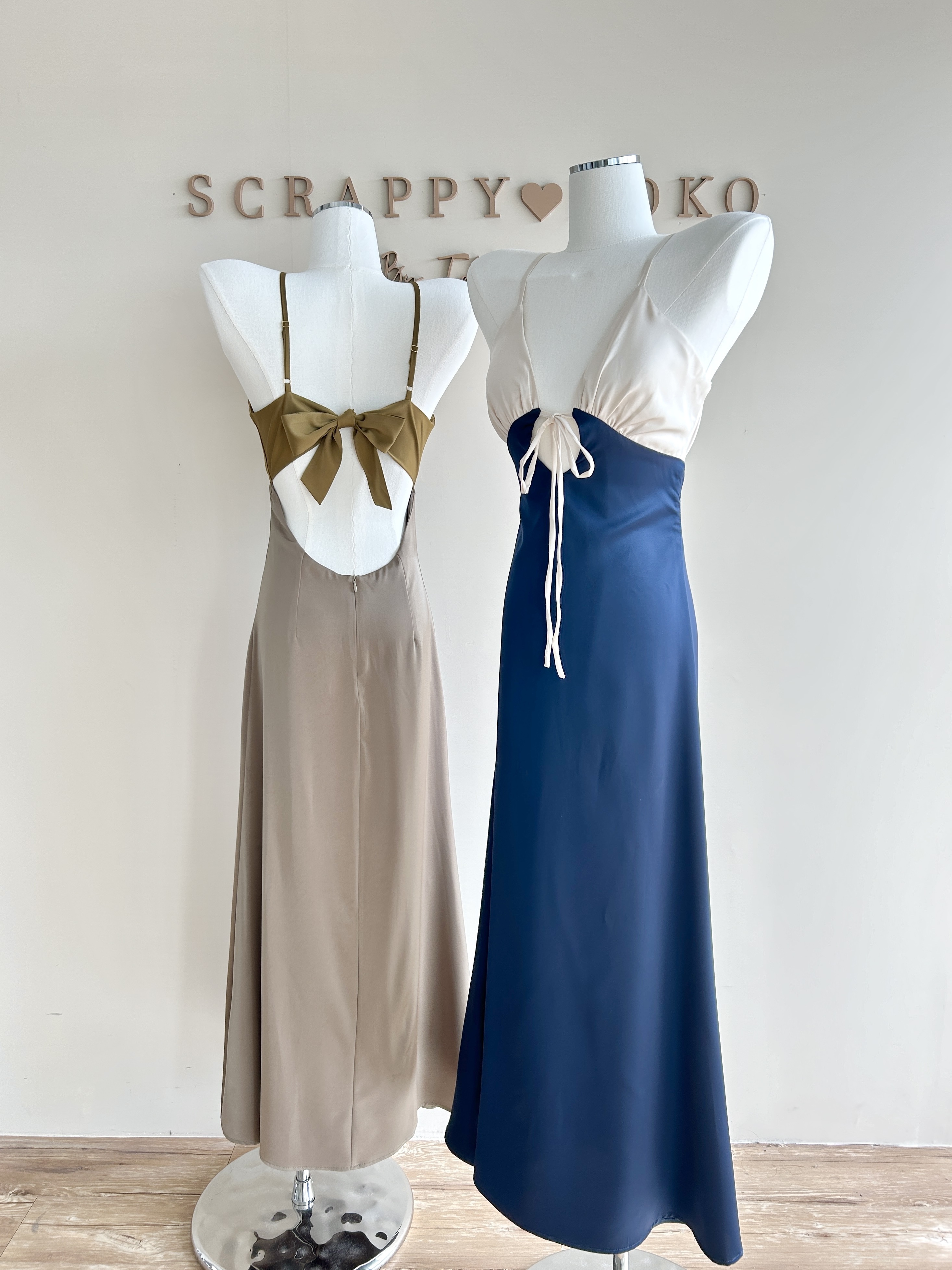 Charisma 摩登教主 緞面雙色細肩帶洋裝