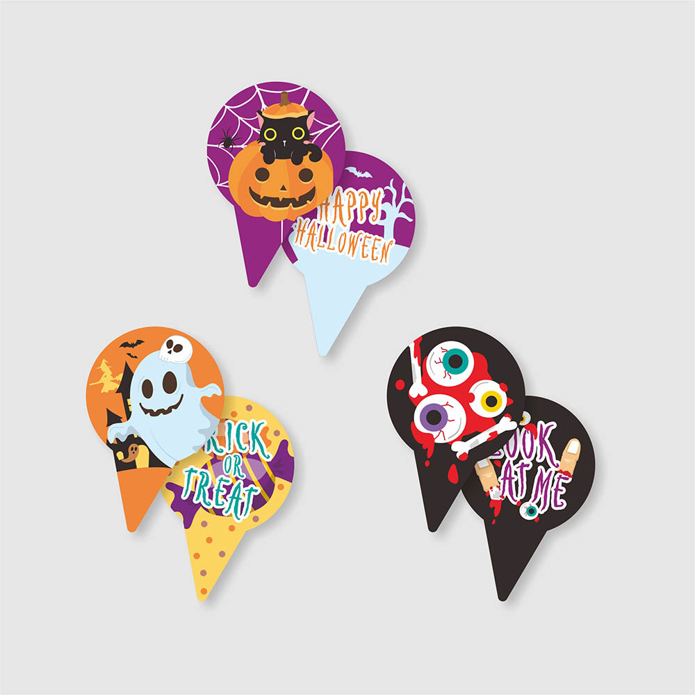 萬聖圓型蛋糕插卡