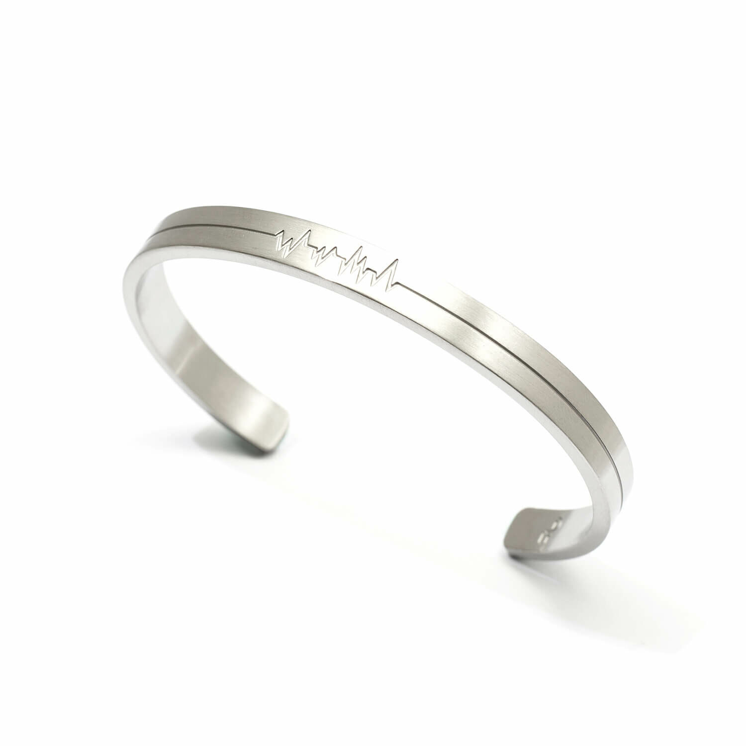 RECOVERY 心電圖C形手鐲 (霧銀)