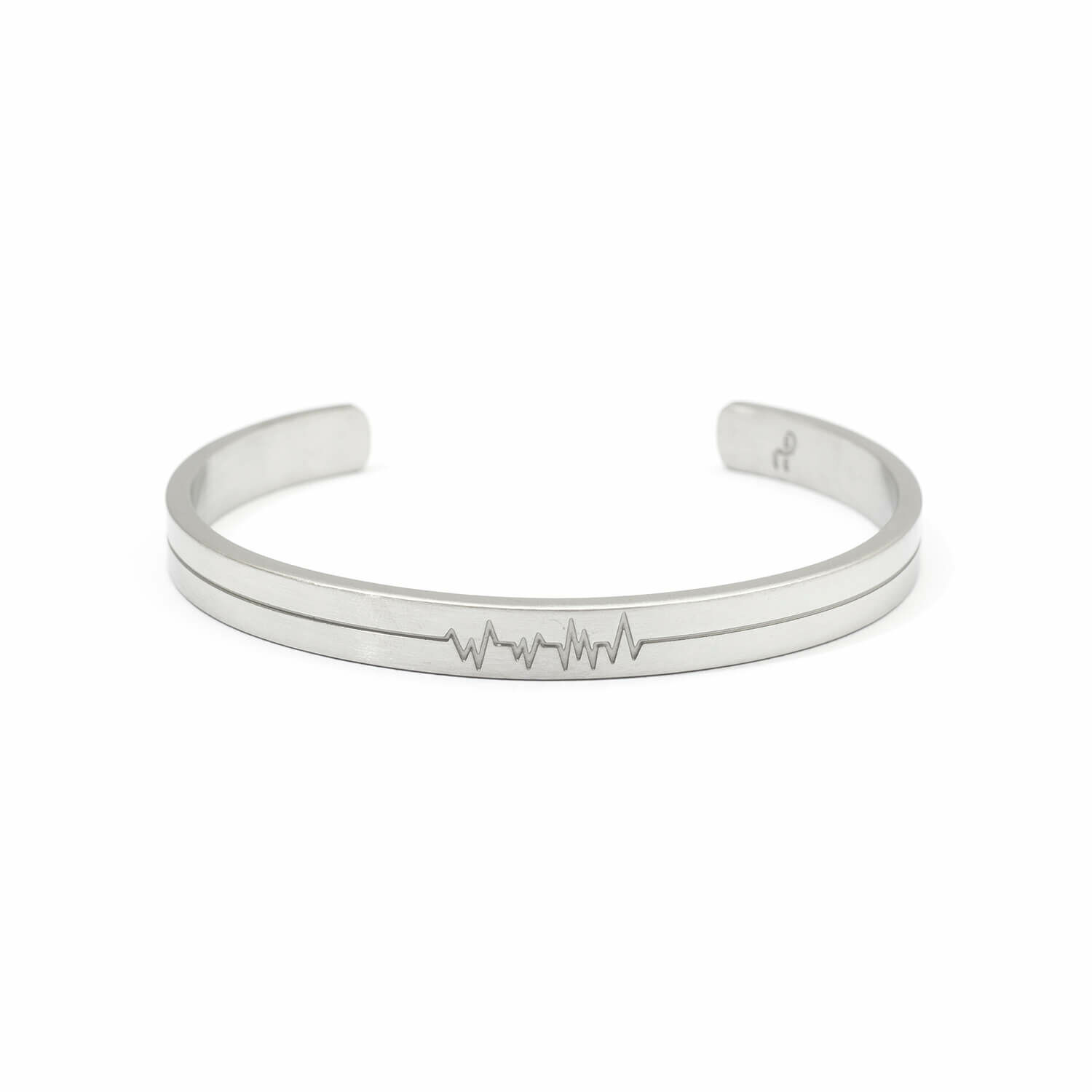 RECOVERY 心電圖C形手鐲 (霧銀)