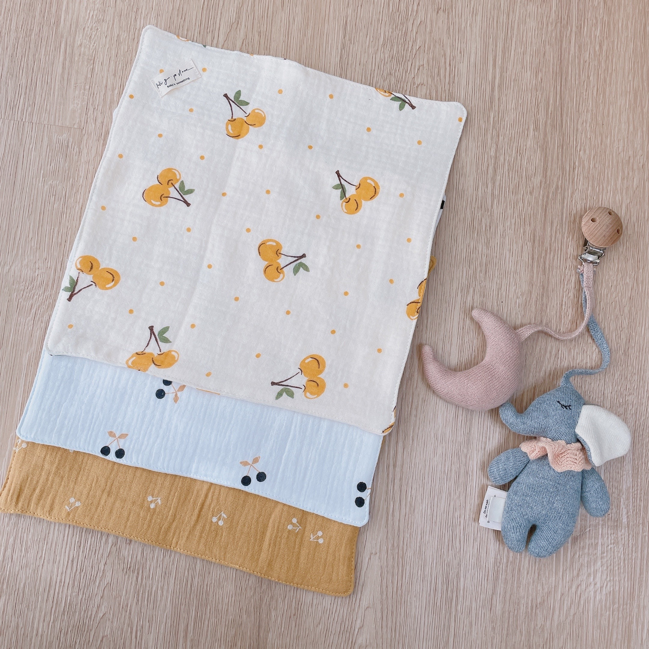 Hi Y.P store-手作六層紗紗布巾-滿滿櫻桃(3件組)