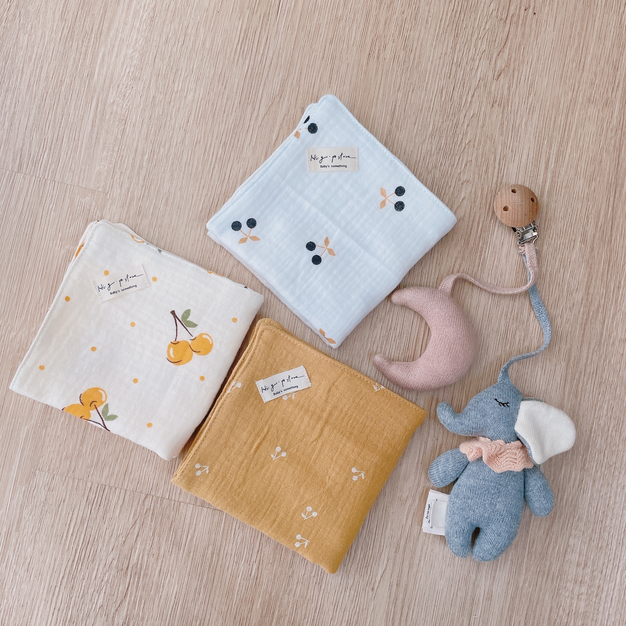 Hi Y.P store-手作六層紗紗布巾-滿滿櫻桃(3件組)