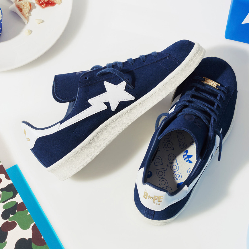 <連線代購商品> BAPE X ADIDAS CAMPUS 80S 深藍 麂皮 休閒鞋【ID4770】