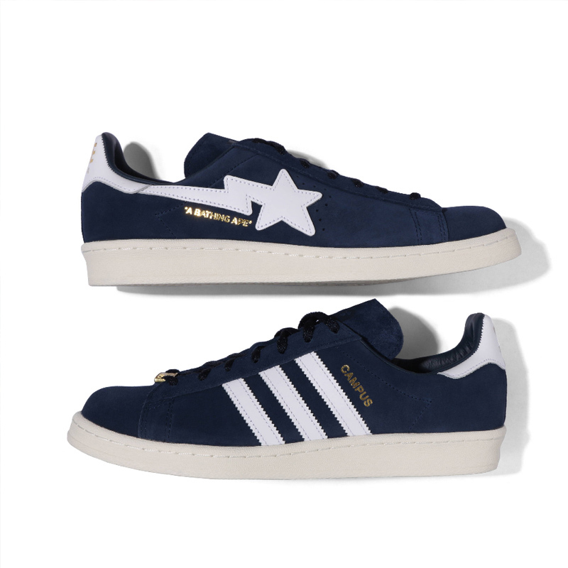<連線代購商品> BAPE X ADIDAS CAMPUS 80S 深藍 麂皮 休閒鞋【ID4770】