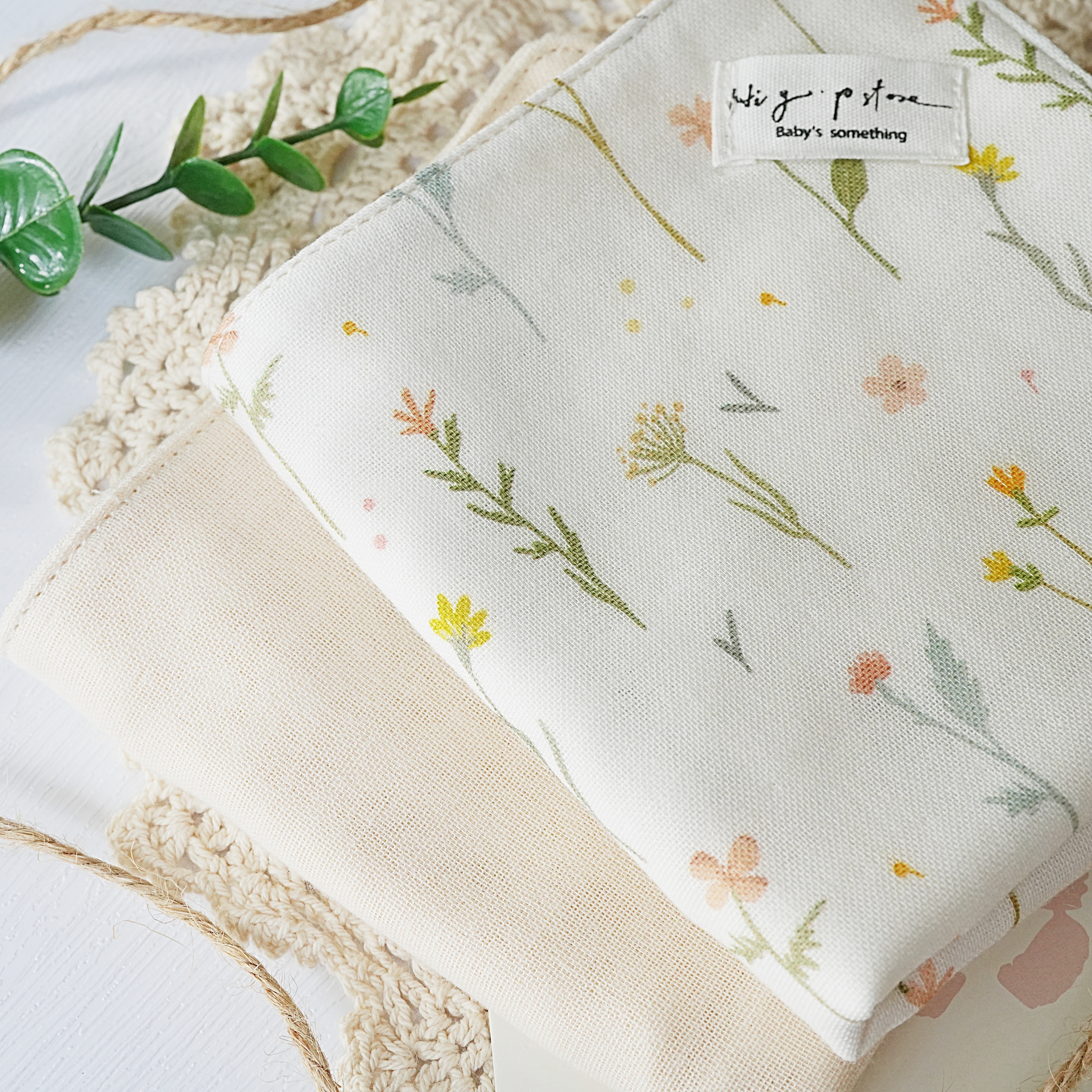 Hi Y.P store-手作六層紗紗布巾-獨家設計款-清新植花（2件組)