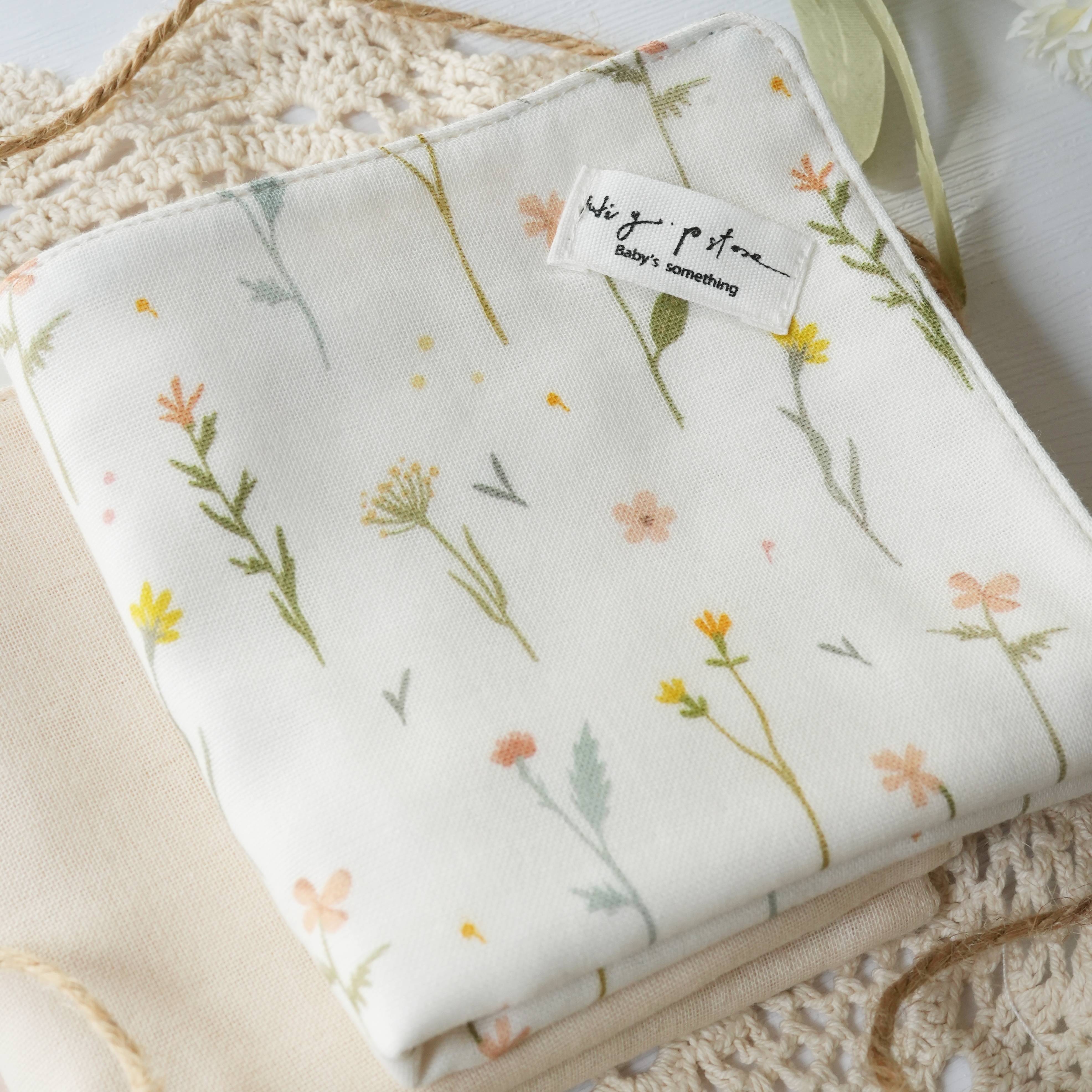 Hi Y.P store-手作六層紗紗布巾-獨家設計款-清新植花（2件組)