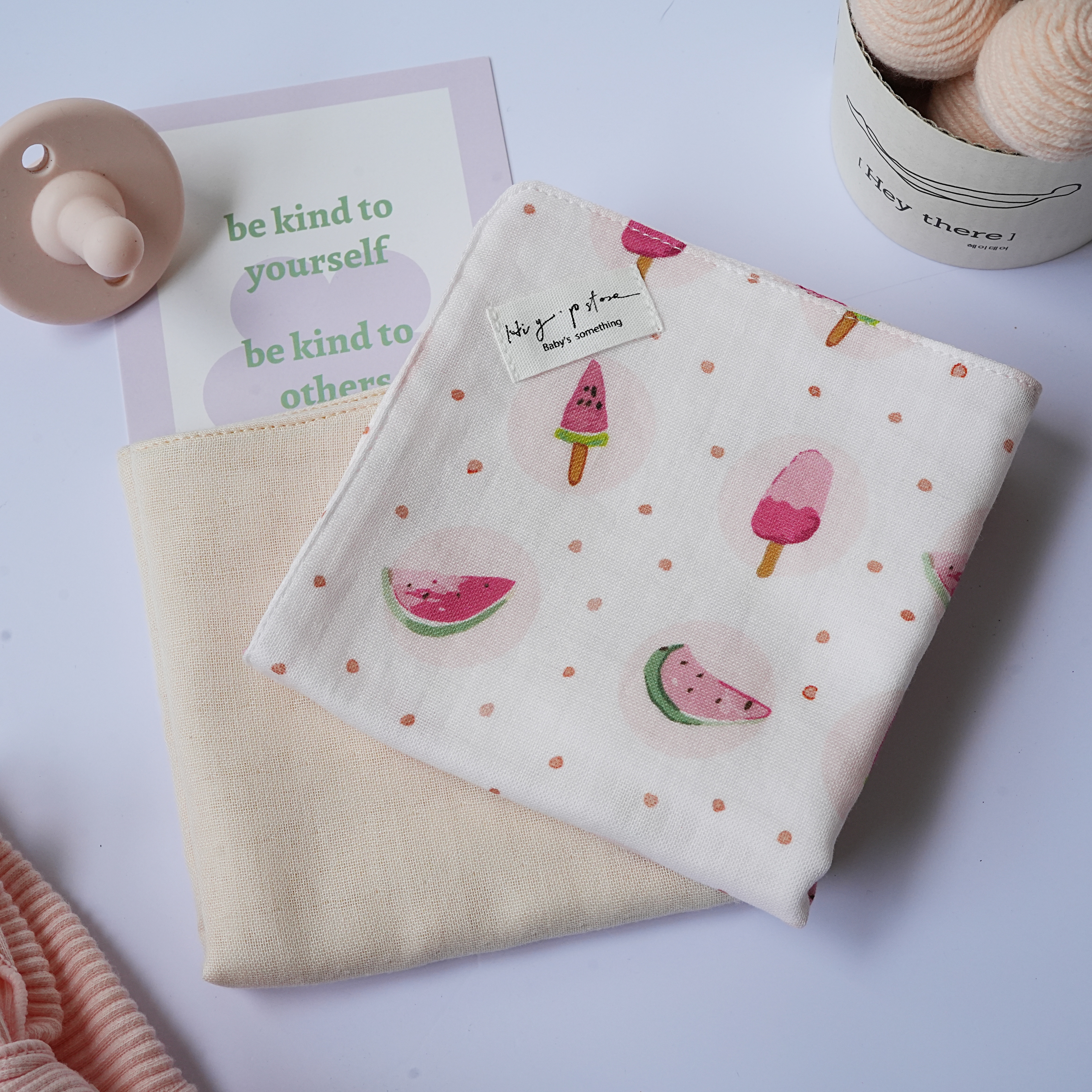 Hi Y.P store-手作六層紗紗布巾-獨家設計款-西瓜棒棒冰（2件組)