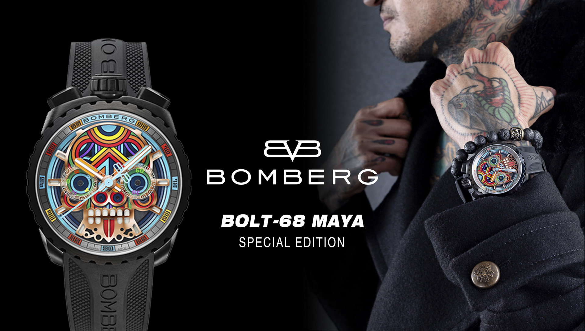 BOLT-68 系列 金色瑪雅骷髏計時碼錶_BS45CHPBA.MAYA-3.3