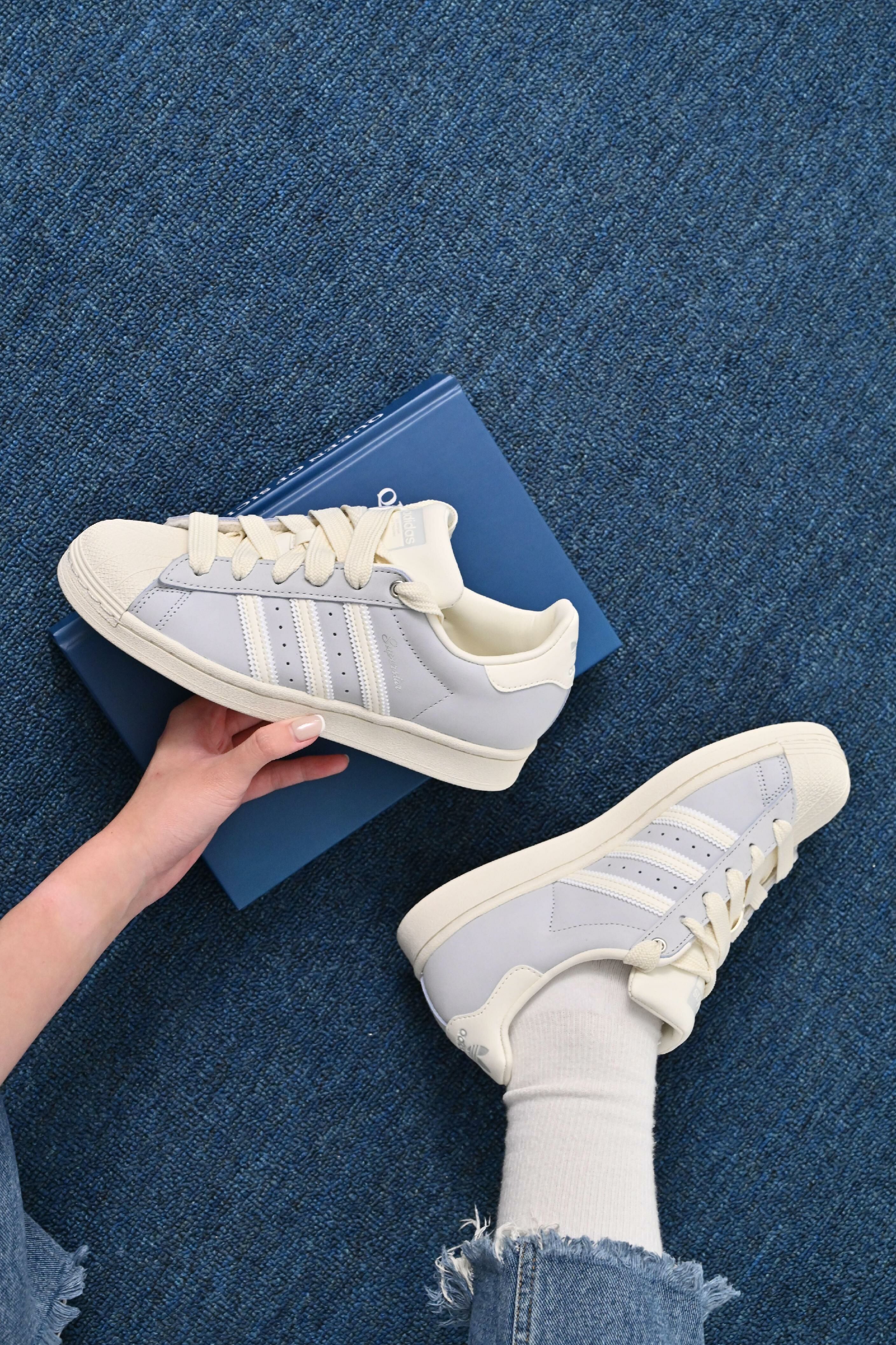 【零碼】ADIDAS OG SUPERSTAR W 貝殼鞋 霧霾藍灰 IE3037