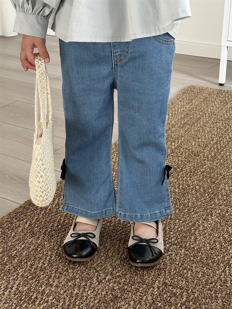 蝴蝶結九分牛仔褲