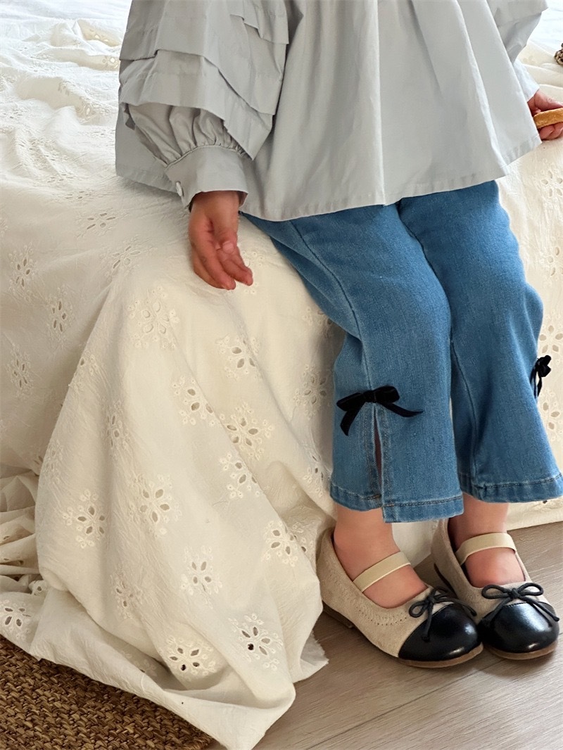 蝴蝶結九分牛仔褲