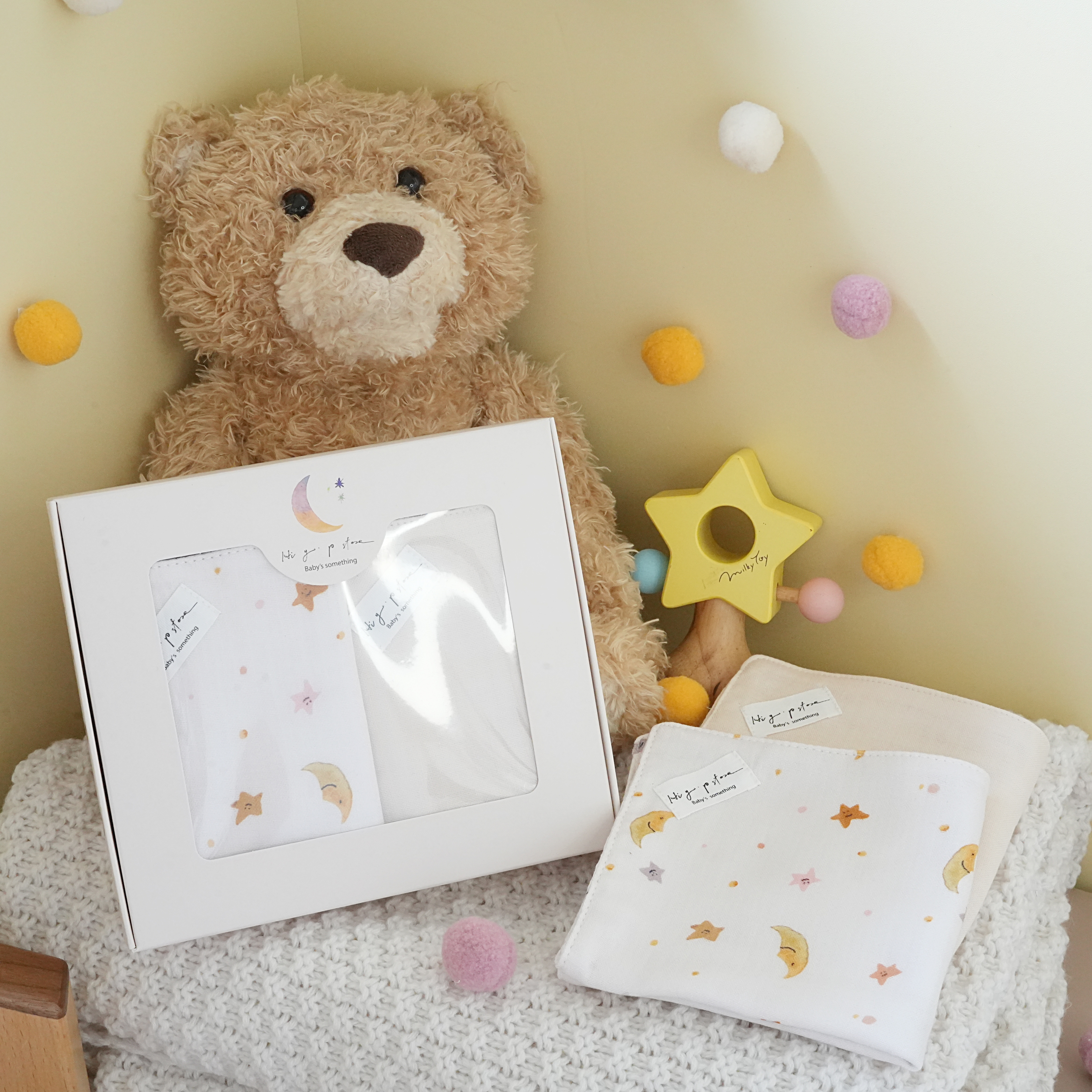 Hi Y.P store-手作六層紗紗布巾-獨家設計款-月光星海（2件組)