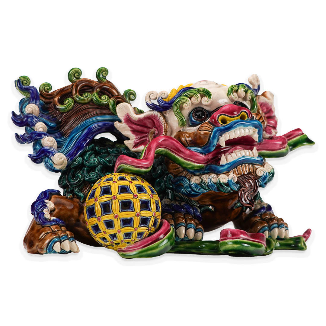 鹿港窯禮品館│台灣國寶交趾陶 鎮樑獅:守護家園的交趾陶藝術品