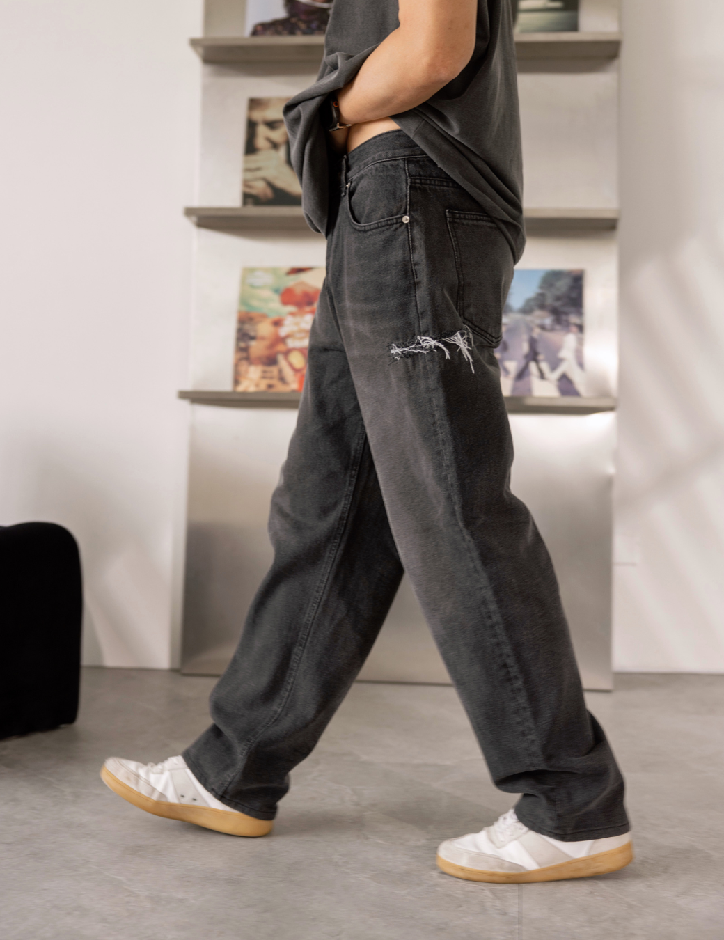 個性刀割牛仔長褲（2色/3尺寸）