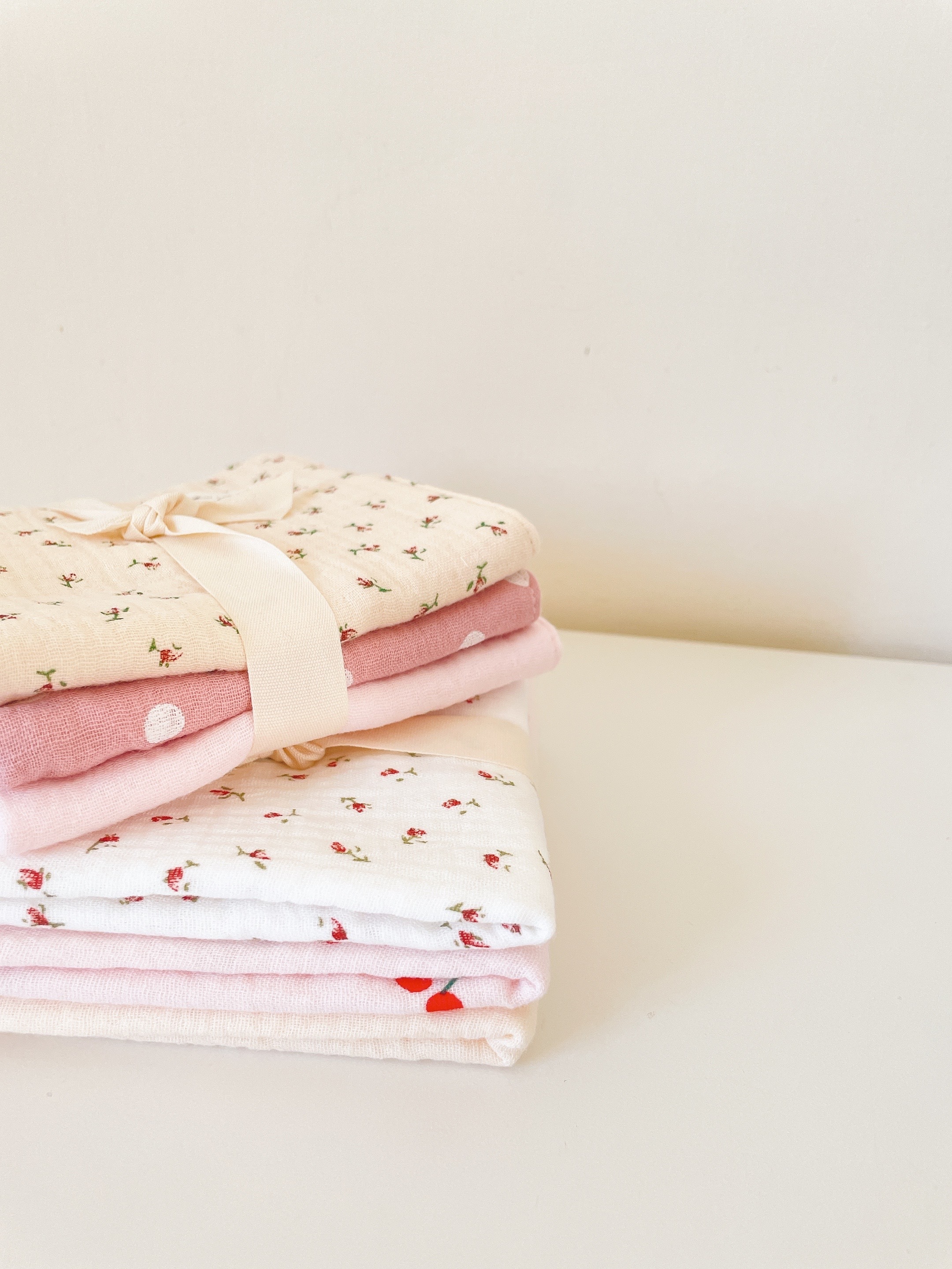 Hi Y.P store-手作六層紗紗布巾-粉嫩碎花(3件組)