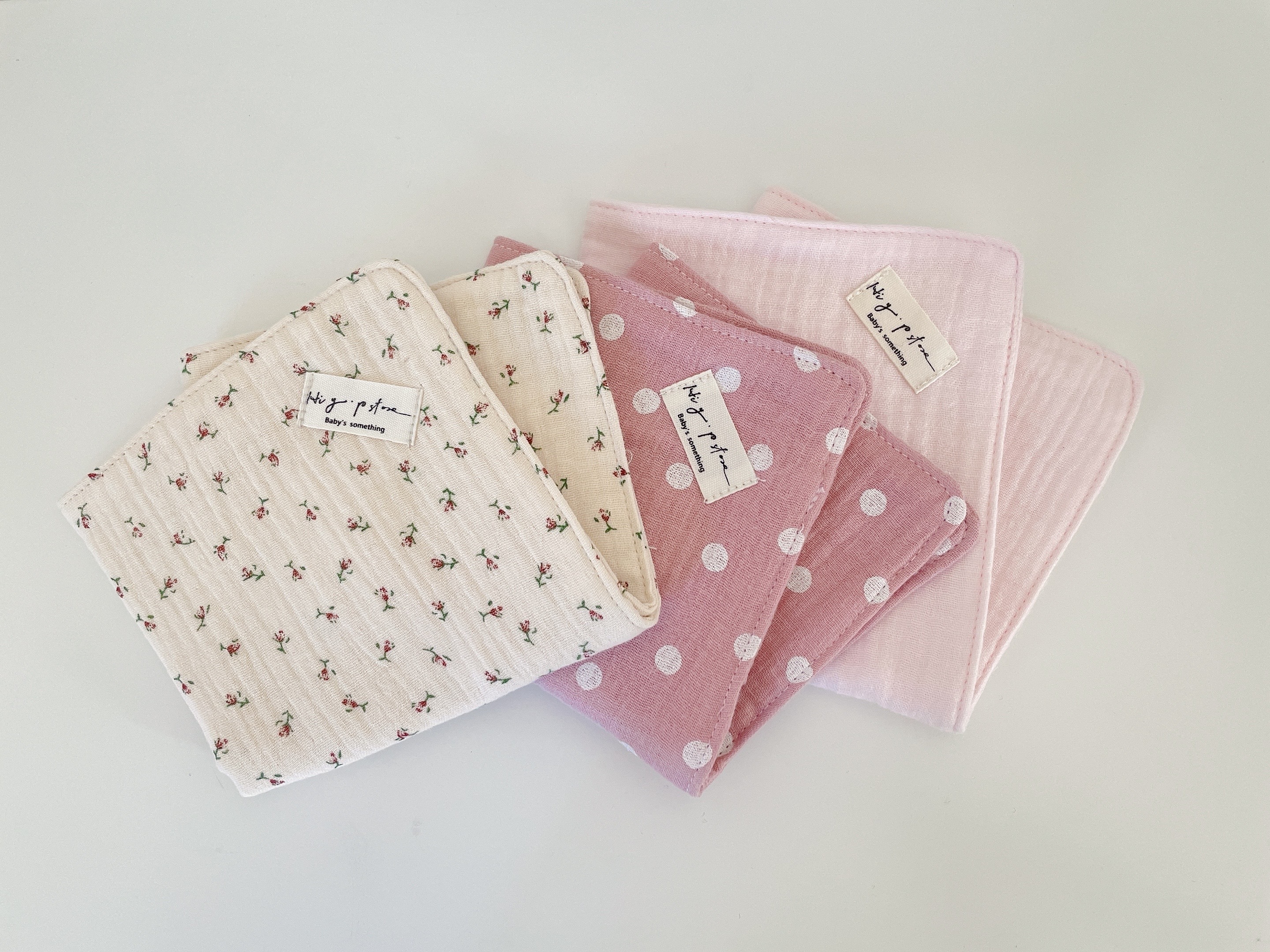 Hi Y.P store-手作六層紗紗布巾-粉嫩碎花(3件組)