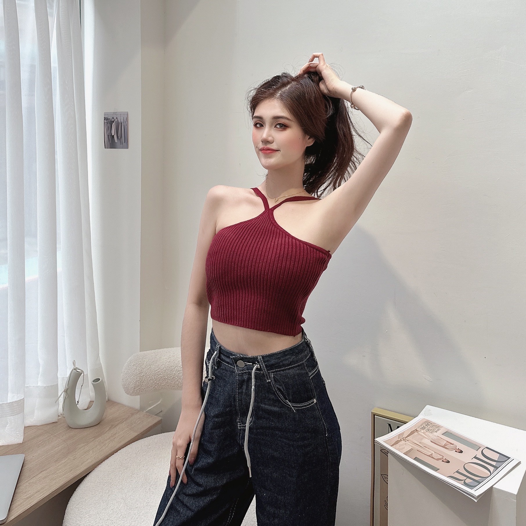 性感挖肩針織BRATOP/三色