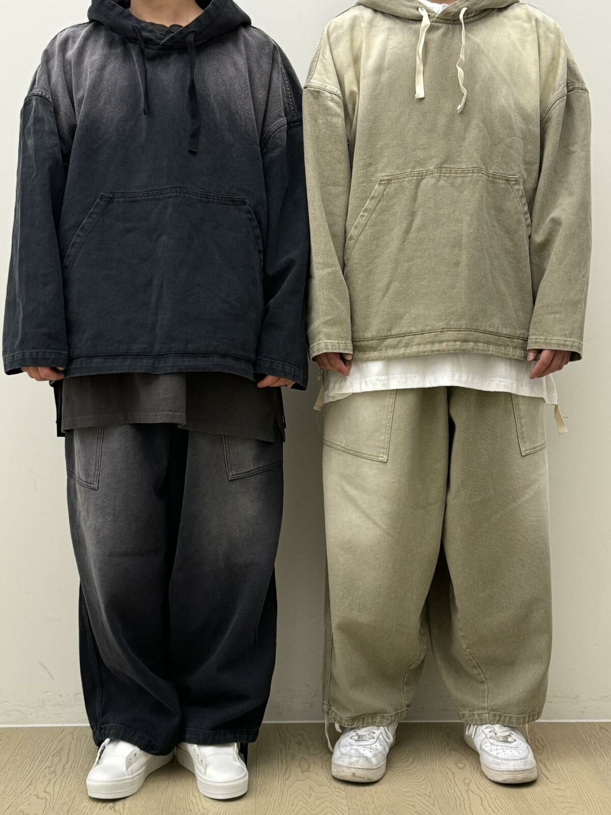 洗水淨色可束腳工裝鬆身褲 FARMERS-046P