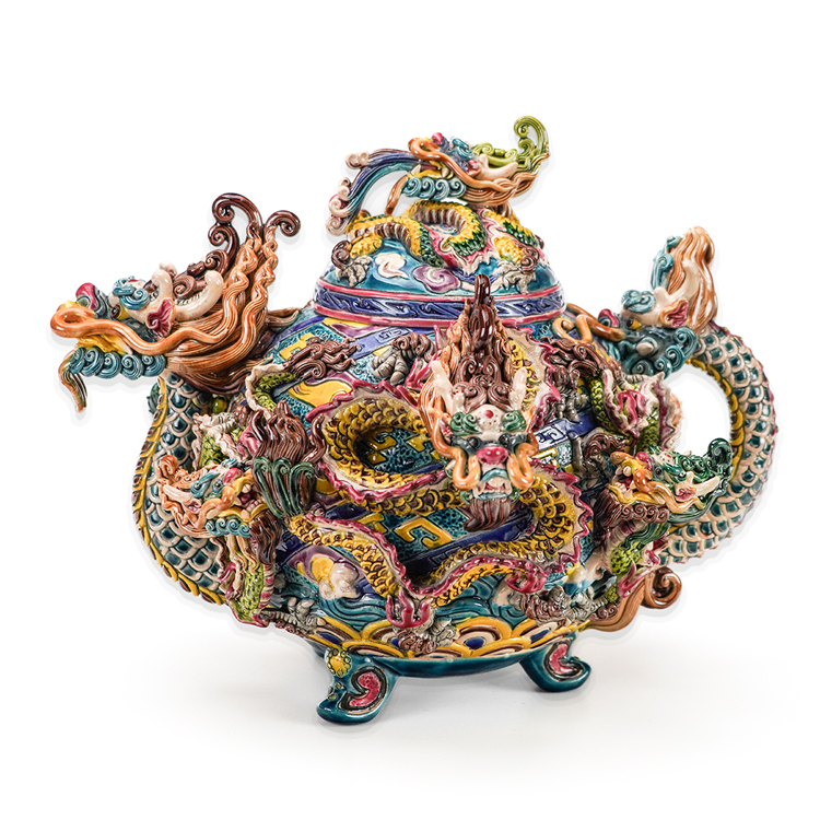 鹿港窯禮品館│九龍福茶壺：台灣國寶交趾陶的開運藝術品