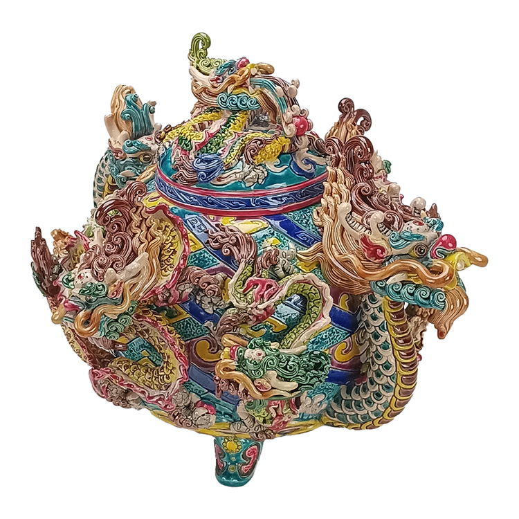 鹿港窯禮品館│九龍福茶壺：台灣國寶交趾陶的開運藝術品