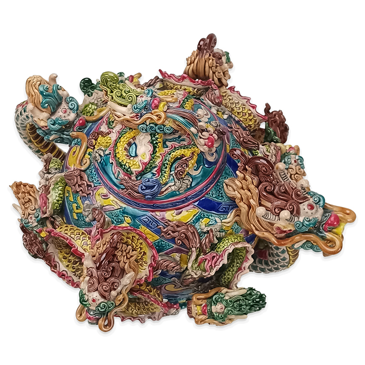 鹿港窯禮品館│九龍福茶壺：台灣國寶交趾陶的開運藝術品