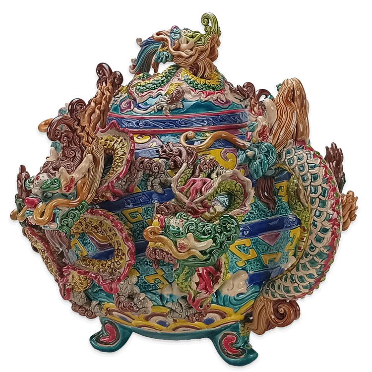 鹿港窯禮品館│九龍福茶壺：台灣國寶交趾陶的開運藝術品