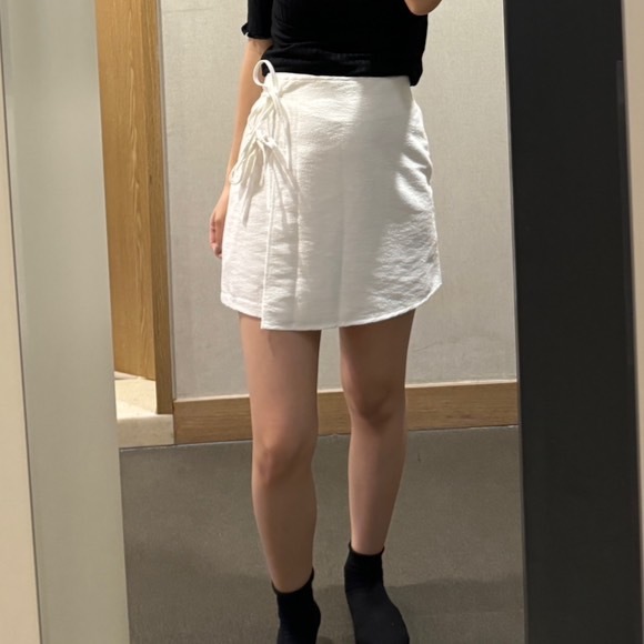 【正韓】小香風白色綁帶短裙（現貨）