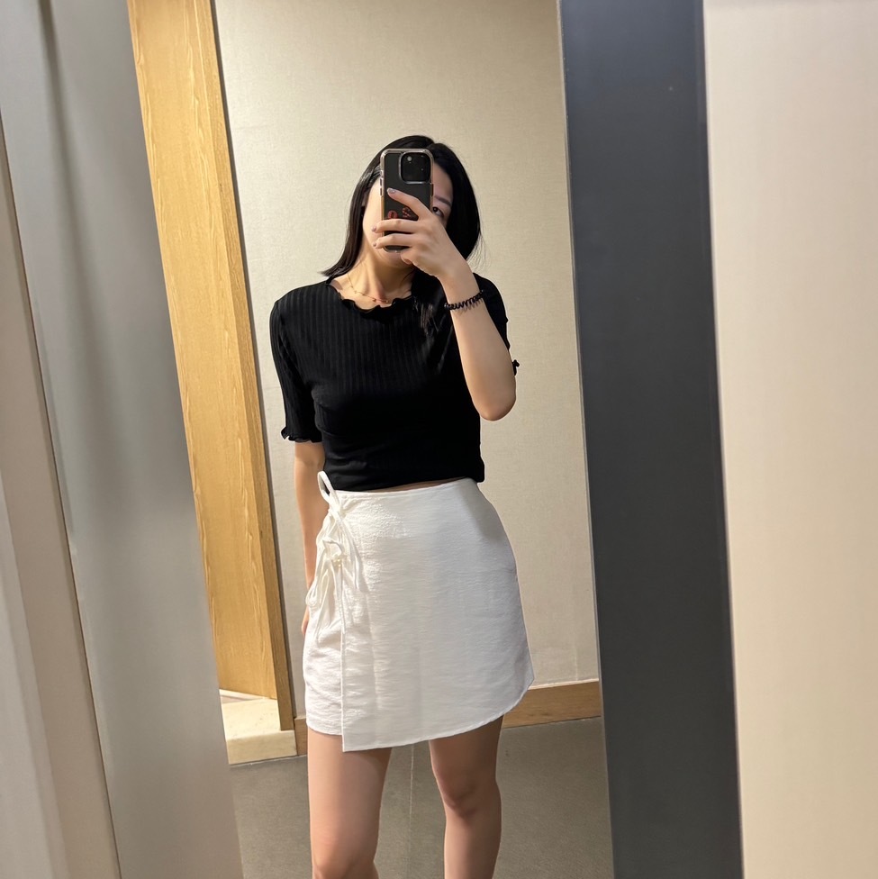 【正韓】小香風白色綁帶短裙（現貨）