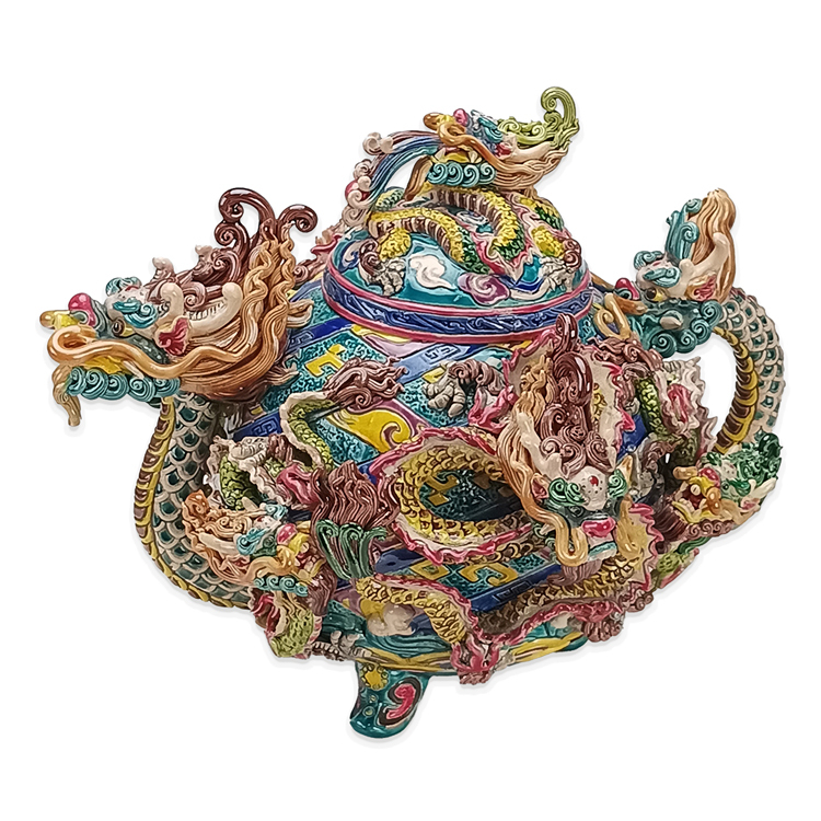 鹿港窯禮品館│九龍福茶壺：台灣國寶交趾陶的開運藝術品