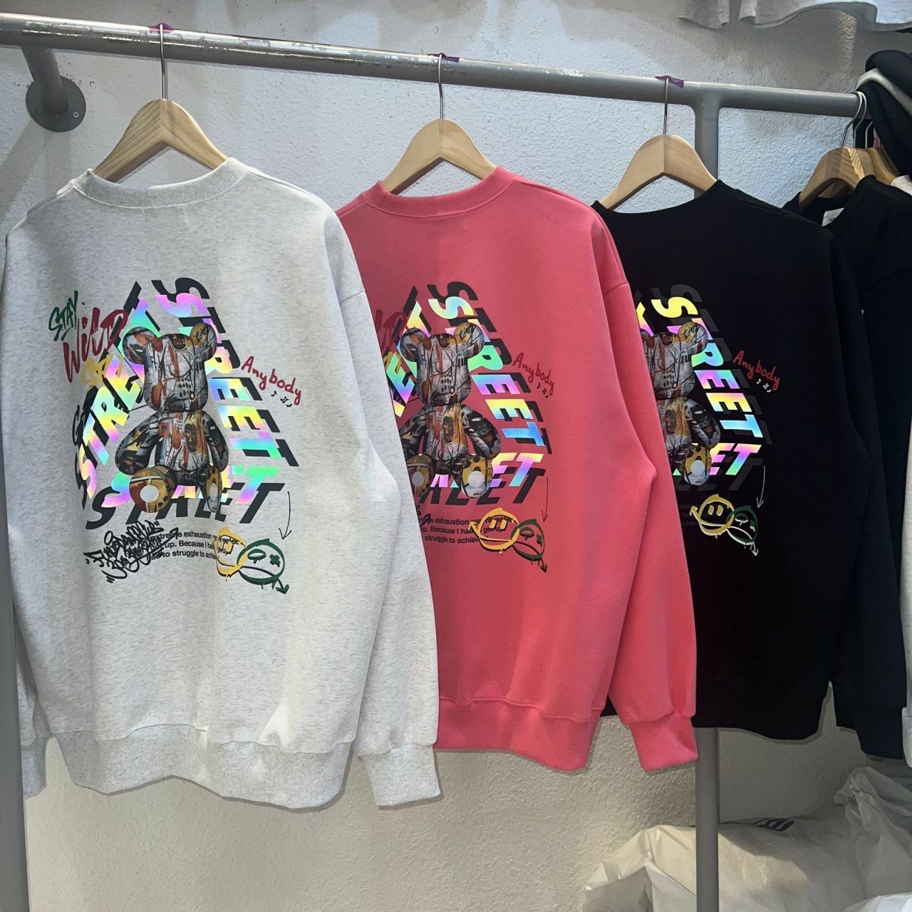 3M反光熊仔圖案英文字衛衣 BARON-109T